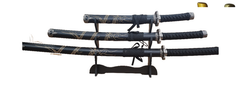 TRIPLE SWORD SET WITH STAND