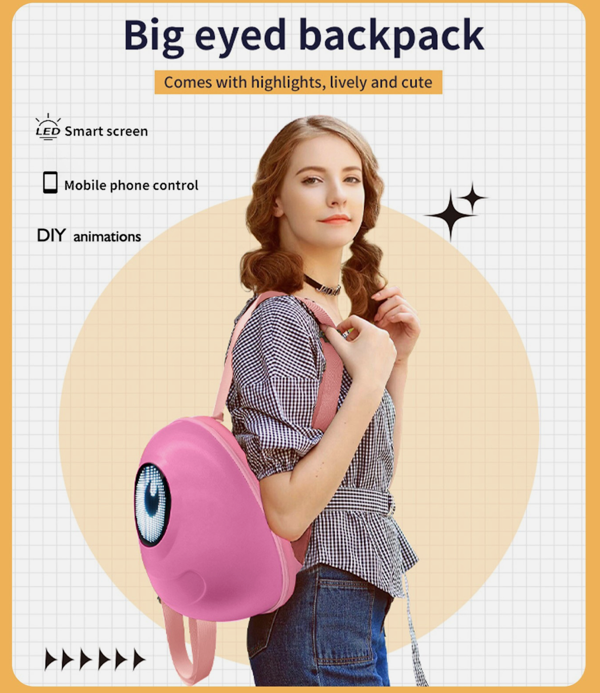 LED Backpack-Big Eye-Available in Pink&Yellow