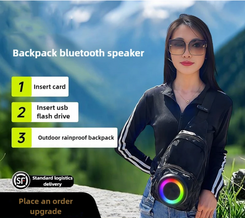 Bluetooth Speaker Rechargeable Waterproof Speaker Bag with Led Light