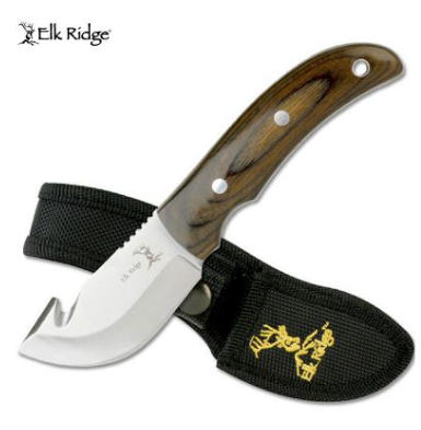 Elk Ridge Wood Gut Hook Skinner Knife
