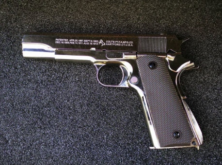 Golden Eagle - 1911 COLT (Chrome) Green Gas Blowback Gel Blaster