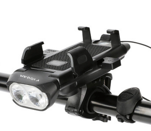 Bicycle Light Four-in-One Headlight Mountain Bike Horn Light One-Click Lock Mobile Phone Stand Lighting Cycling Fixture Cross-Border