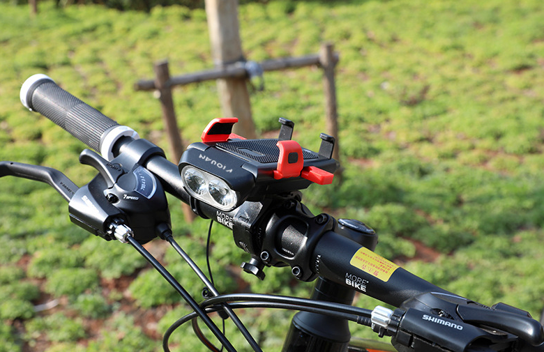 Bicycle Light Four-in-One Headlight Mountain Bike Horn Light One-Click Lock Mobile Phone Stand Lighting Cycling Fixture Cross-Border