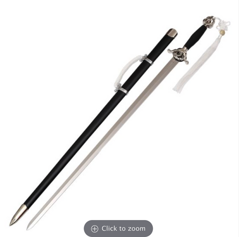 Chinese Taichi Sword with black scabbard and white cord